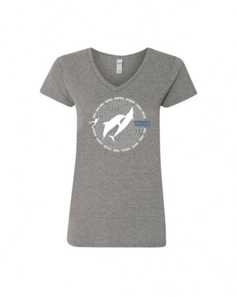 Mokarran - T-Shirt Femme Col-V - Dauphins | T-Shirts | eDivingPass